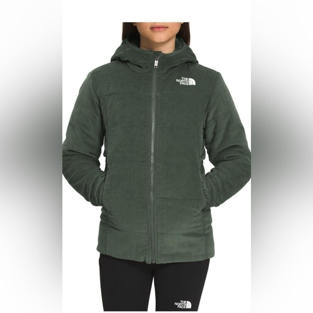 The North Face Kids' Green Mossbud Reversible Water Repellent Parka Jacket L 12